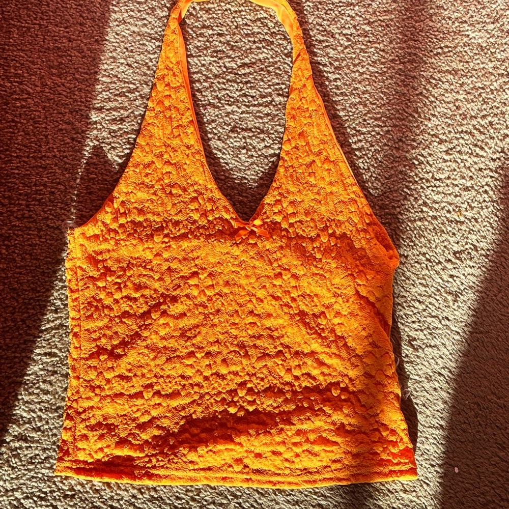 Orange Textured Women's Tank Top